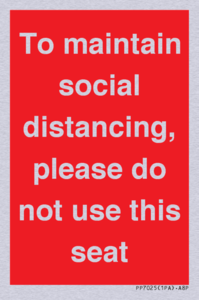 To maintain social distancing, please do not use this seat